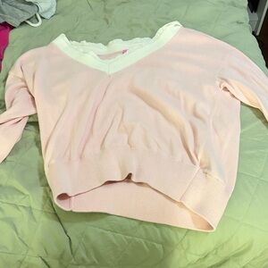 Edikted Light Pink V-Neck Sweater